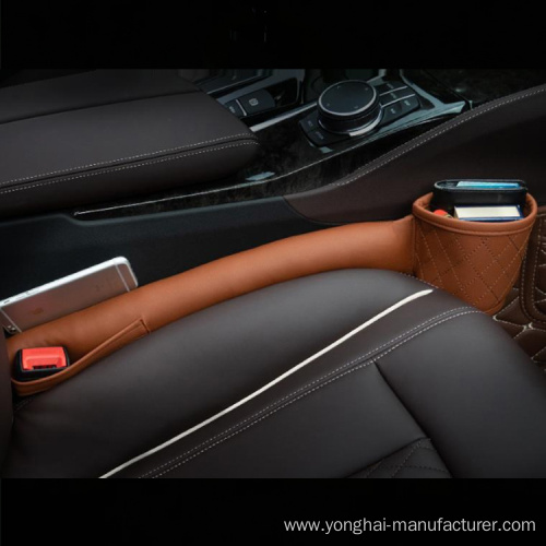 Leather car seat slot storage